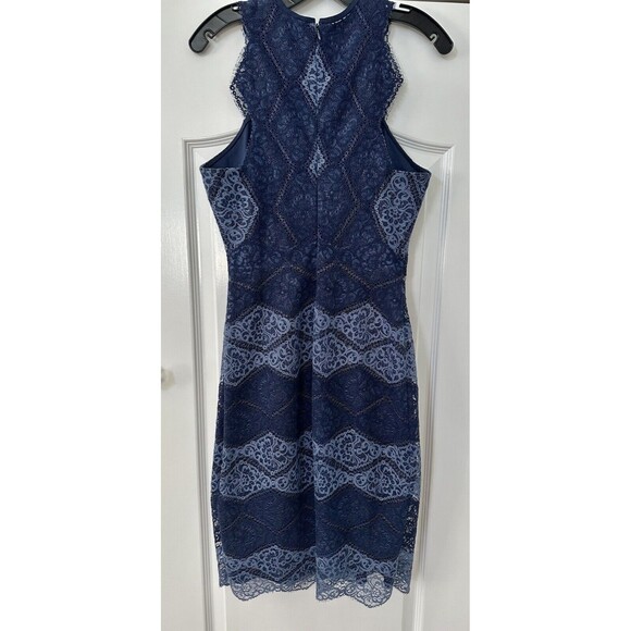 ERIN Erin Fetherston - Light & Dark Blue Paneled Lace Sleeveless Midi Dress Sz 4 - Picture 5 of 7